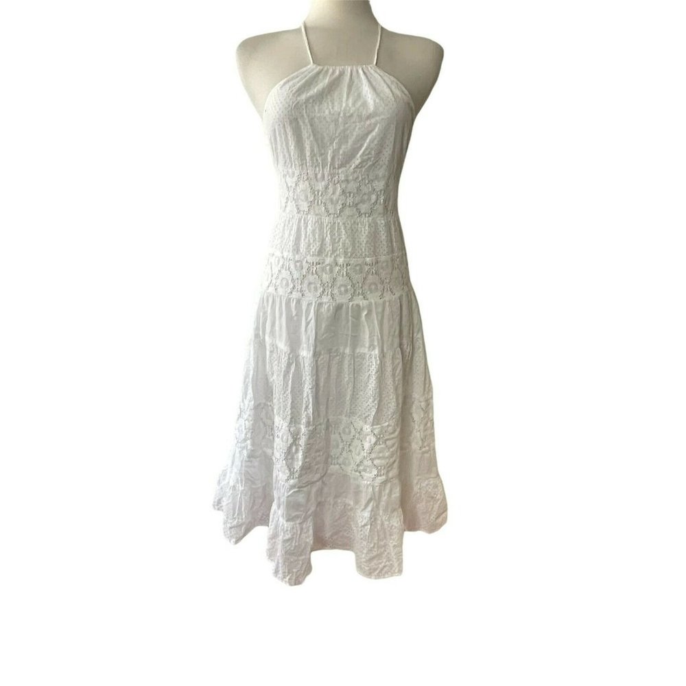Free People Lace Halter Dress White Cotton Strappy
